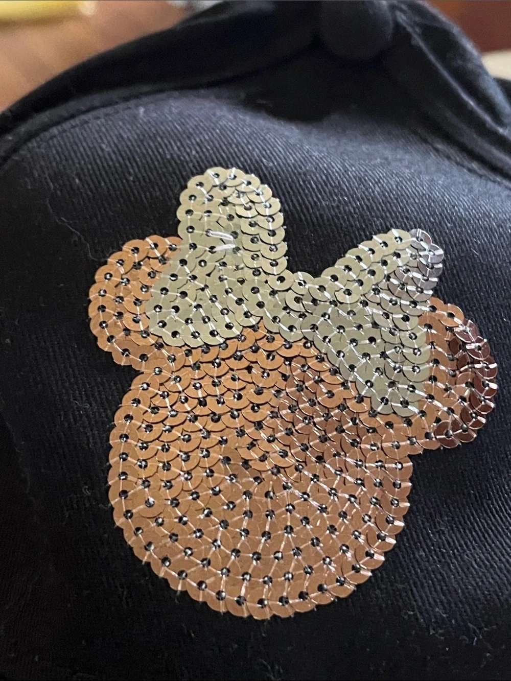 Disney Black Kids Cap with Gold Sequin Minnie Motif